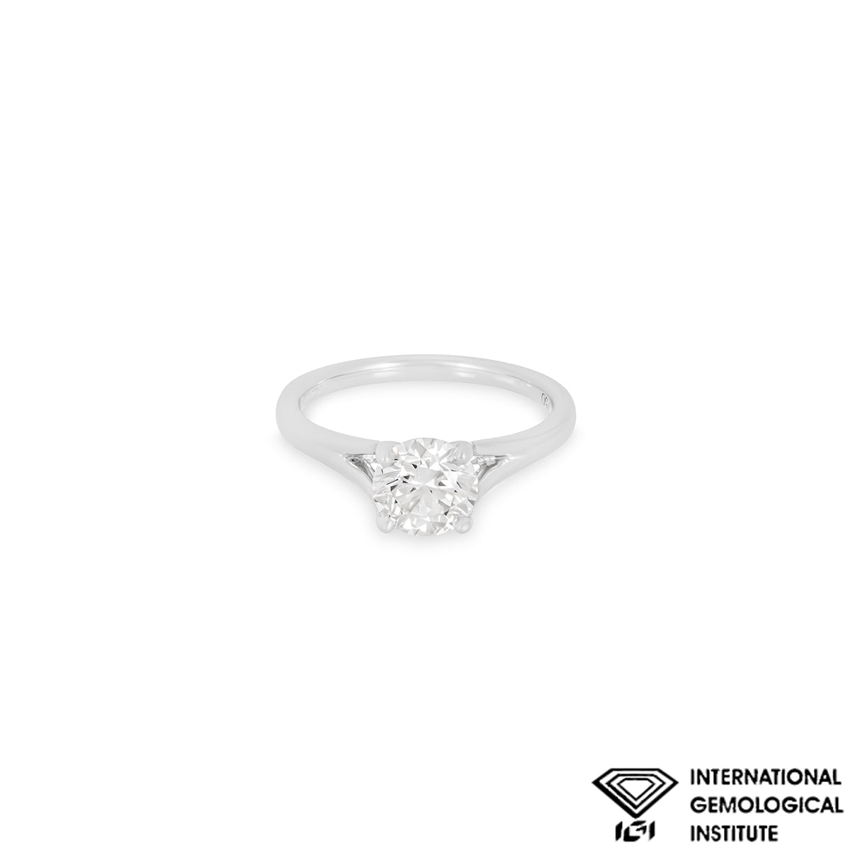 White Gold Round Brilliant Cut Lab Grown Diamond Ring 1.26CT F/VVS2