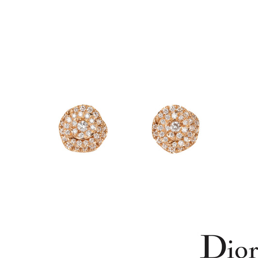 Dior Pink Gold Small Rose Dior Couture Diamond Earrings JRC095008