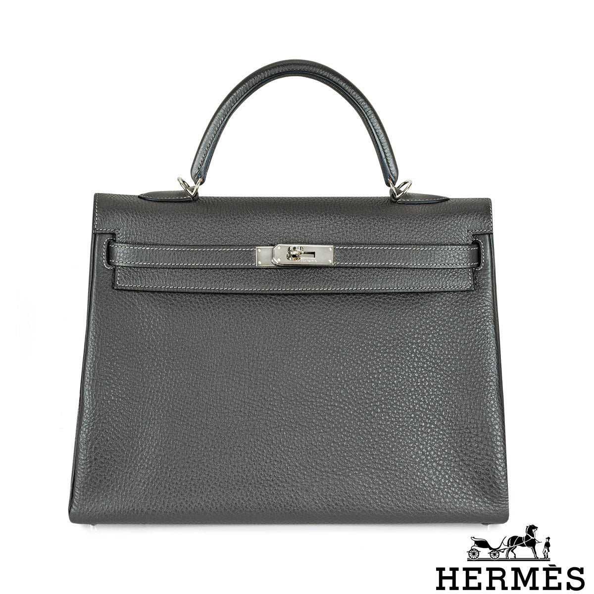 Hermès Kelly II Retourne 35CM Graphite Veau Taurillon Clemence Phw