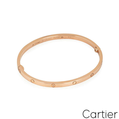 Cartier Rose Gold Plain Sm Love Bracelet Size 18 B6047318