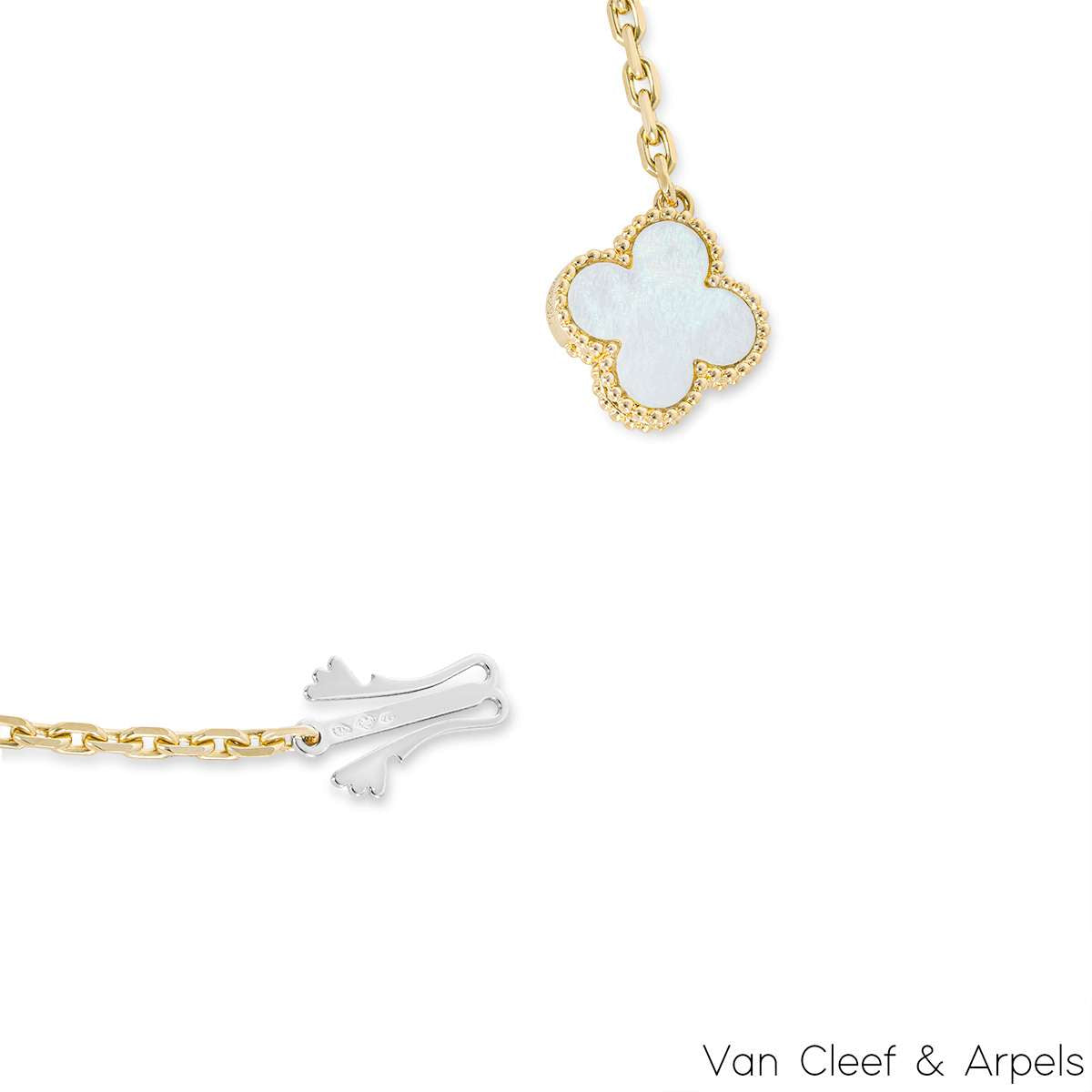 Van Cleef & Arpels Yellow Gold Mother Of Pearl Magic Alhambra 16 Motif Necklace VCARD79300