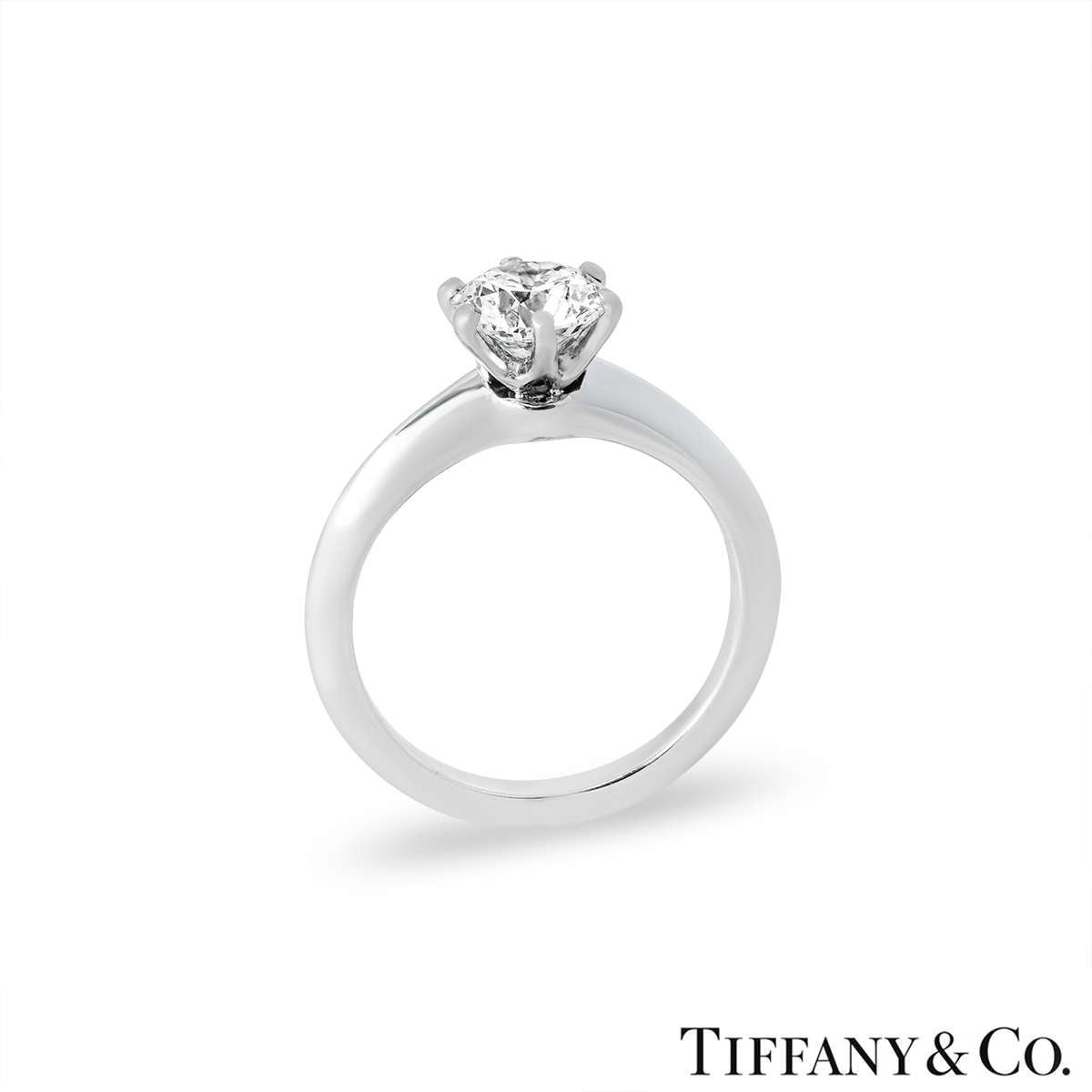 Tiffany & Co. Platinum Round Brilliant Cut Diamond Setting Ring 1.01CT D/VS1