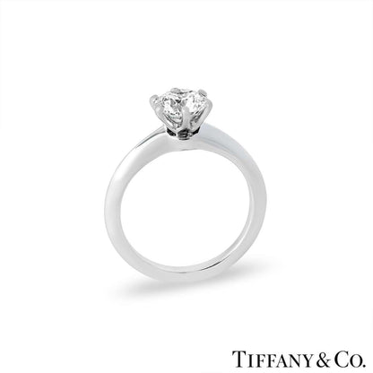 Tiffany & Co. Platinum Round Brilliant Cut Diamond Setting Ring 1.01CT D/VS1