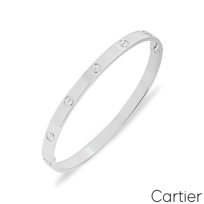 Cartier White Gold Plain Love Bracelet Size 21 B6035421