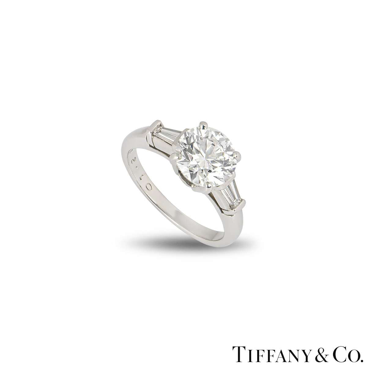 Tiffany & Co. Platinum Round Brilliant Cut Diamond Three Stone Ring 2.10CT E/VS1