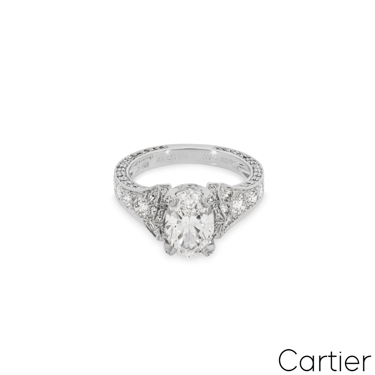 Cartier Platinum Oval Cut Diamond Camelia Ring 1.50CT F/VS2