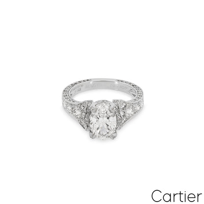 Cartier Platinum Oval Cut Diamond Camelia Ring 1.50CT F/VS2