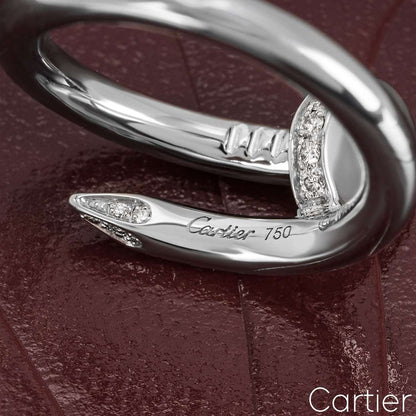 Cartier White Gold Diamond Juste Un Clou Ring Size 56 B4092700