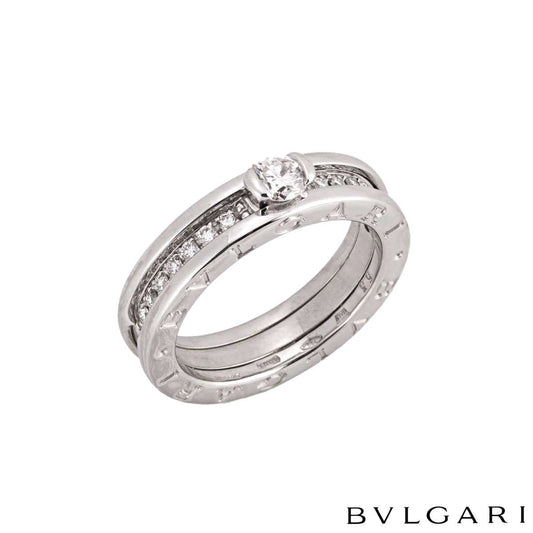 Bvlgari White Gold Diamond B.ZERO1 Ring Size 53 0.30CT F/VVS2