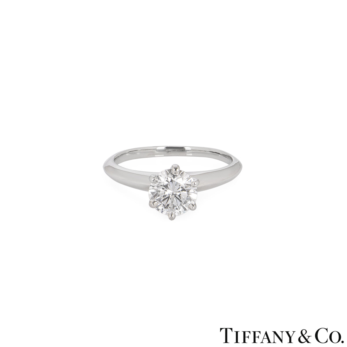 Tiffany & Co. Platinum Round Brilliant Cut Diamond Setting Ring 1.11CT D/VS1 Xxx