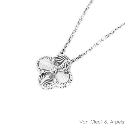 Van Cleef & Arpels White Gold Diamond Vintage Alhambra Pendant VCARP6L800