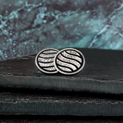 White Gold Diamond & Enamel Cufflinks