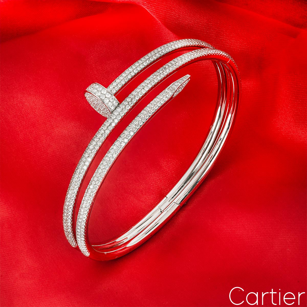 Cartier White Gold Diamond Juste Un Clou Bracelet Size 19 N6708719