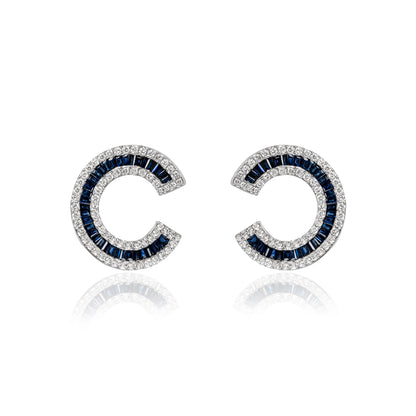 White Gold Sapphire & Diamond Earrings