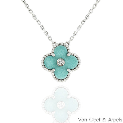 Van Cleef & Arpels Limited Edition 2022 Light Green Celadon Porcelain Vintage Alhambra Holiday Pendant VCARP9RV00