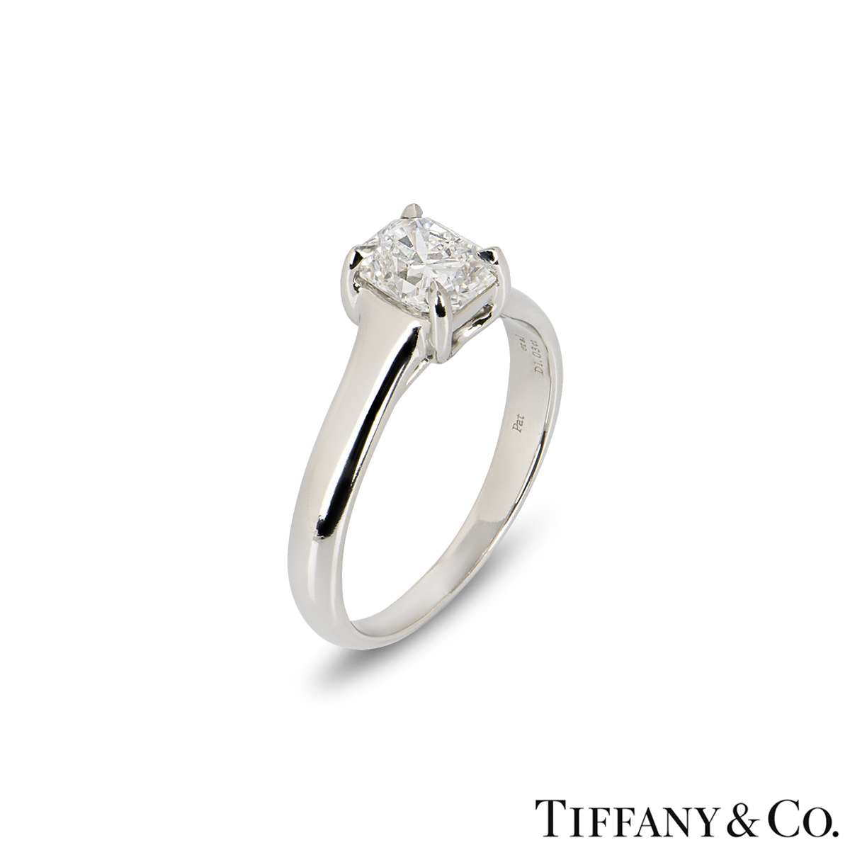 Tiffany & Co. Platinum Lucida Cut Diamond Ring 1.03CT F/VVS2