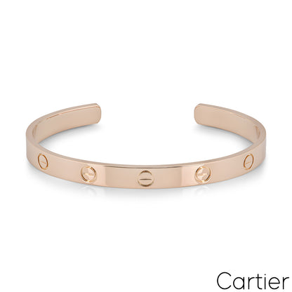 Cartier Rose Gold Plain Cuff Love Bracelet Size 16 B6032616