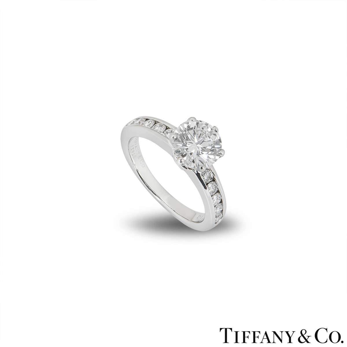 Tiffany & Co. Platinum Round Brilliant Cut Diamond Ring 1.28CT G/VVS2