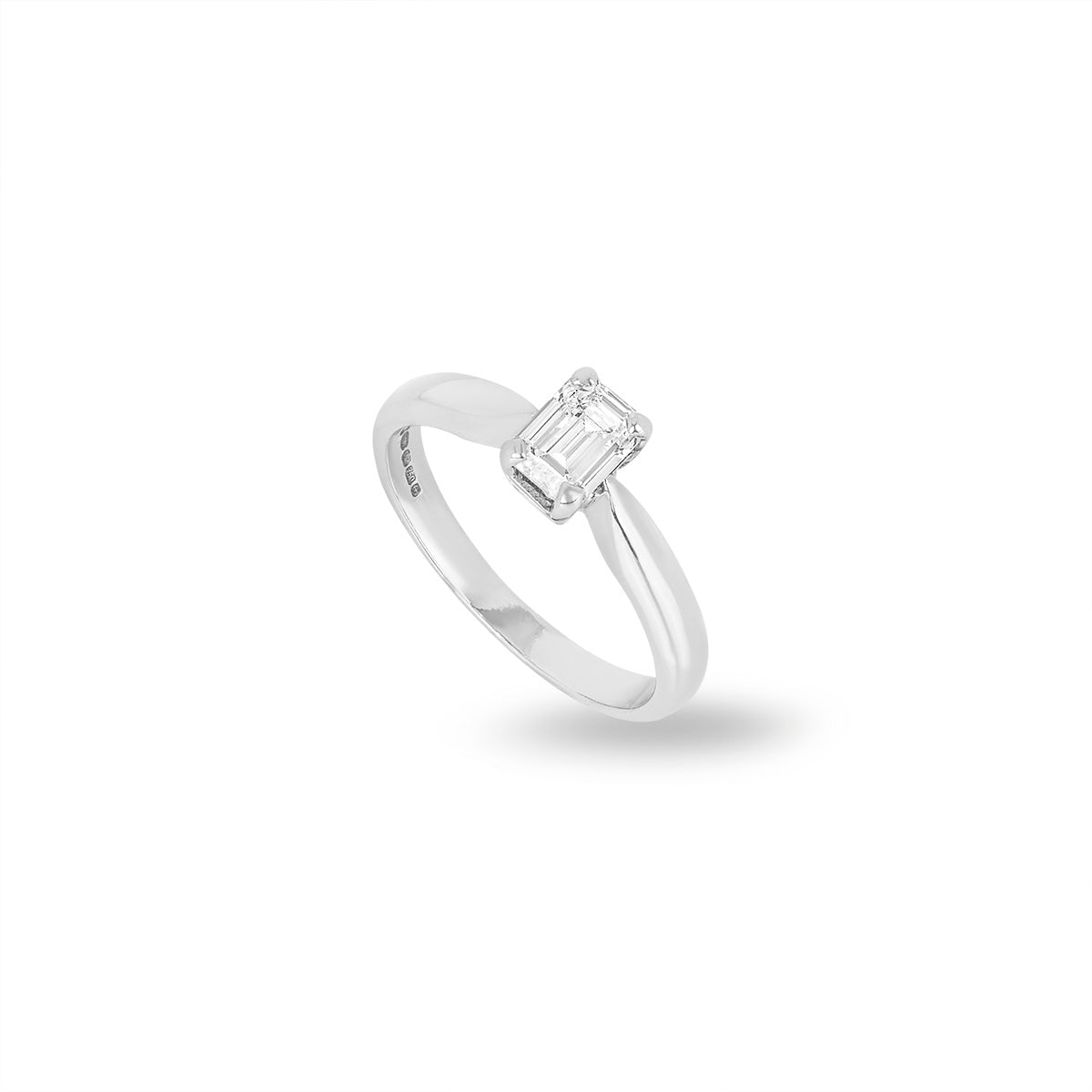 White Gold Emerald Cut Diamond Ring 0.73CT G/VS2