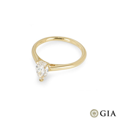 Yellow Gold Pear Cut Diamond Ring 0.90CT F/VVS1