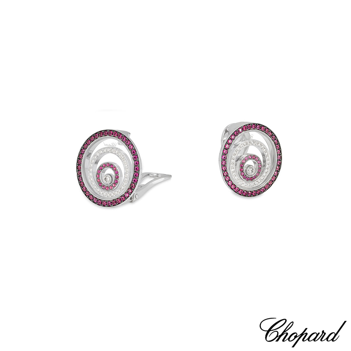 Chopard White Gold Ruby & Diamond Happy Spirit Earrings 84/5425-1002