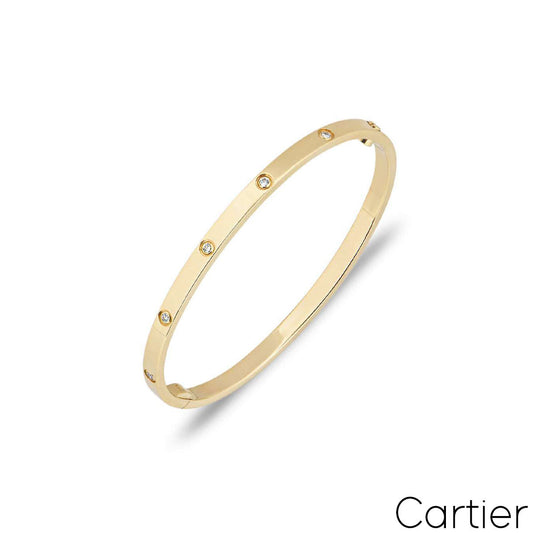 Cartier Yellow Gold Full Diamond Love Bracelet Sm Size 15 B6047815