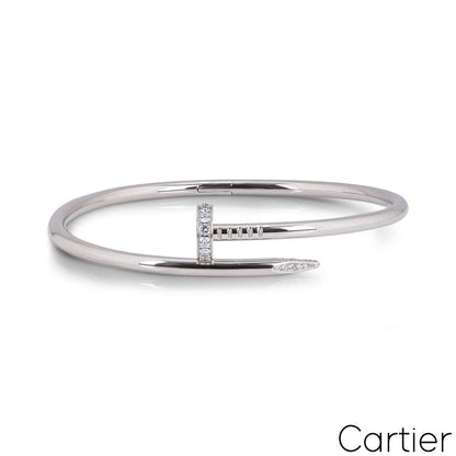 Cartier White Gold Diamond Juste Un Clou Bracelet Size 17 B6048717