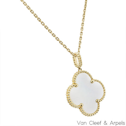 Van Cleef & Arpels Gold Mother Of Pearl Magic Alhambra Necklace VCARO49L00