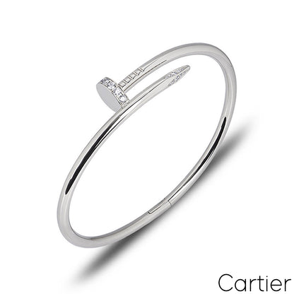 Cartier White Gold Diamond Juste Un Clou Bracelet Size 19 B6048719