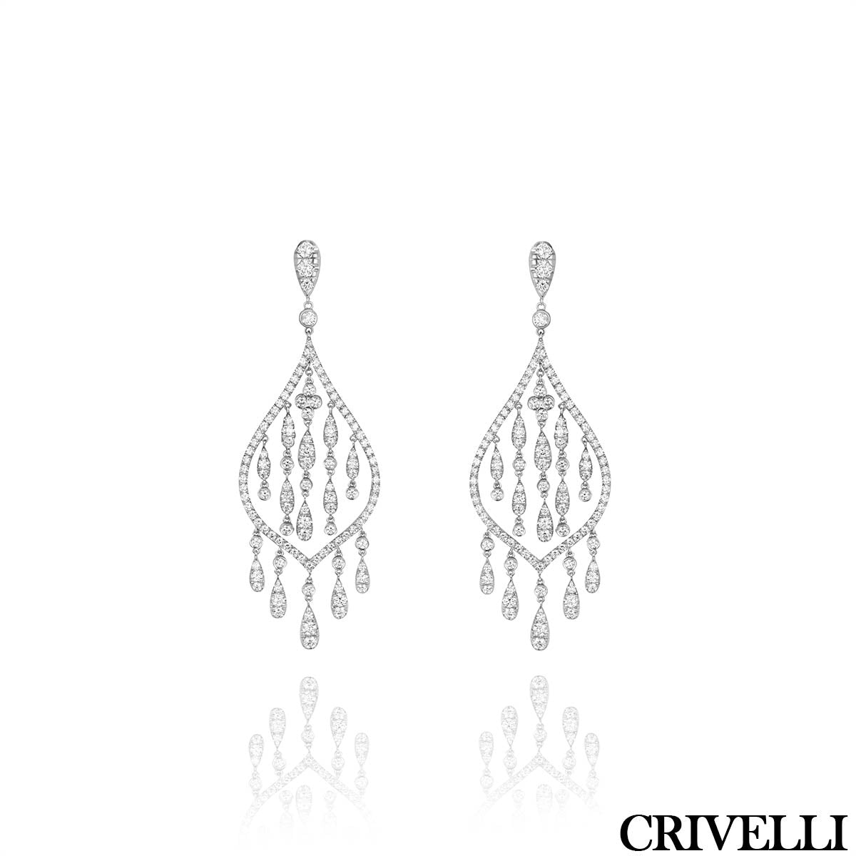 Crivelli White Gold Diamond Chandelier Earrings 7.30CT