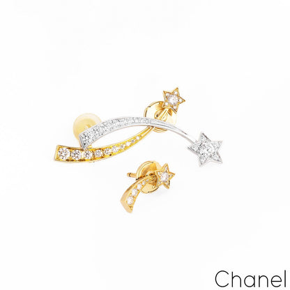 Chanel Étoile Filante White & Yellow Gold Diamond Comete Earrings 0.75CT Tdw