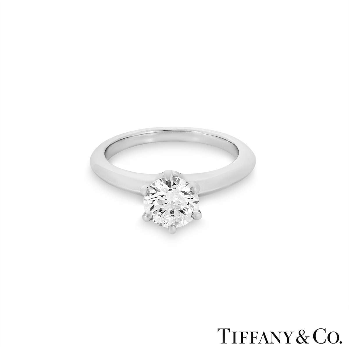 Tiffany & Co. Platinum Round Brilliant Cut Diamond Setting Ring 1.01CT D/VS1