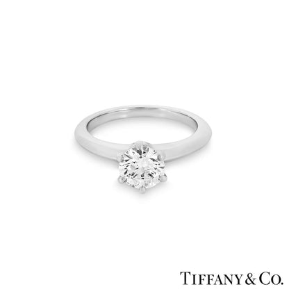 Tiffany & Co. Platinum Round Brilliant Cut Diamond Setting Ring 1.01CT D/VS1