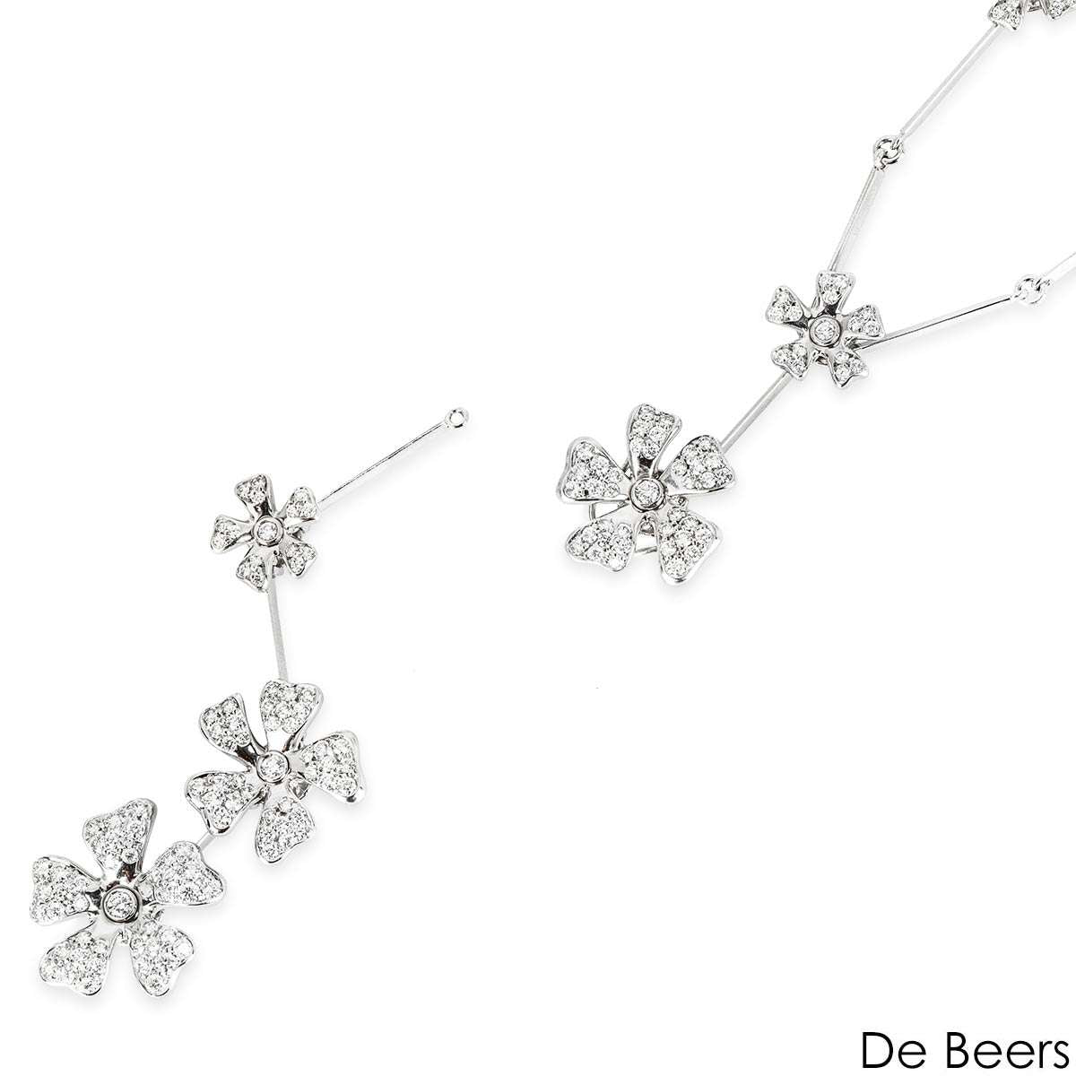 De Beers White Gold Wildflowers Diamond Necklace 2.10CT