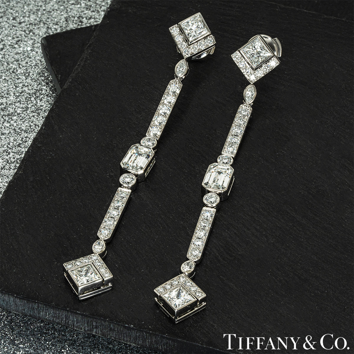 Tiffany & Co. Platinum Diamond Drop Earrings