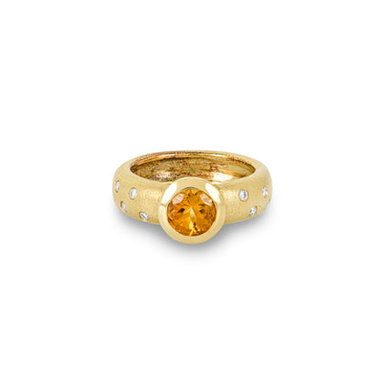 Yellow Gold Citrine & Diamond Ring 1.15CT