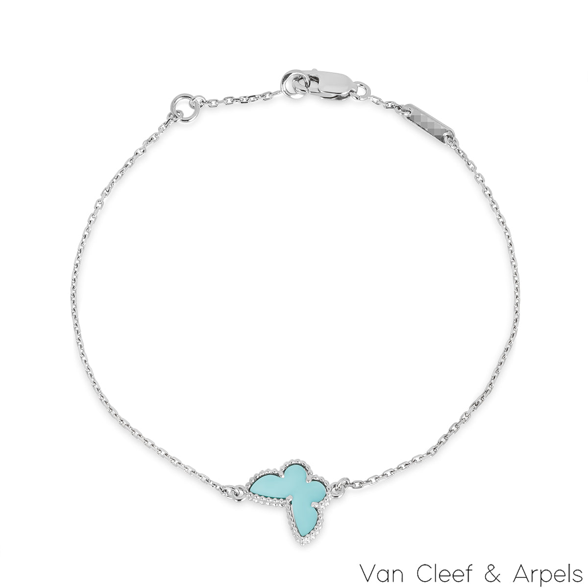 Van Cleef & Arpels White Gold Turquoise Sweet Butterflies Alhambra Bracelet VCARF80400