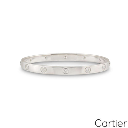 Cartier White Gold Full Diamond Love Bracelet Size 17 B6040717