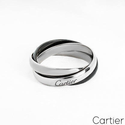 Cartier White Gold And Ceramic Trinity De Cartier Ring Size 63 B4234100