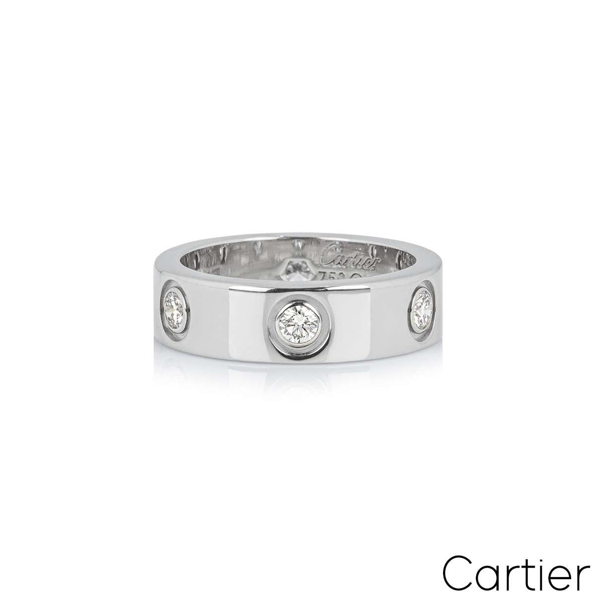 Cartier White Gold Full Diamond Love Ring Size 51 B4026000