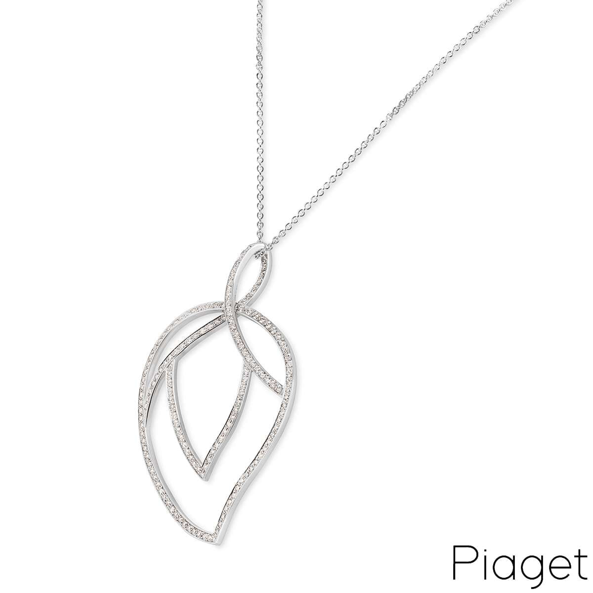 Piaget White Gold Diamond Leaf Pendant 3.15CT