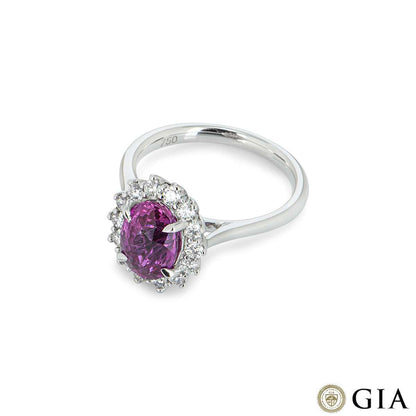 White Gold Pink Sapphire And Diamond Ring