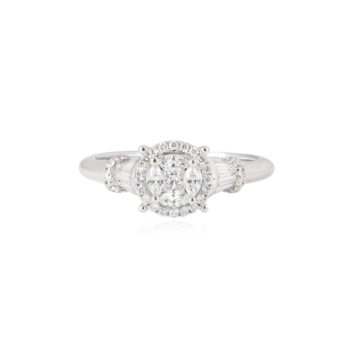 White Gold Diamond Cluster Ring 0.71CT