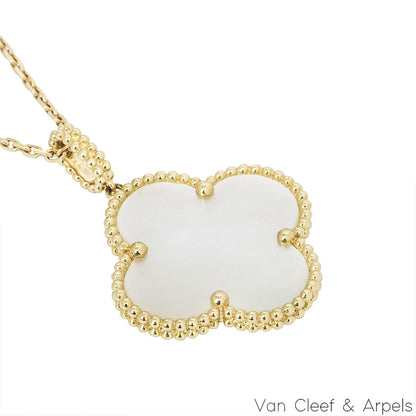 Van Cleef & Arpels Gold Mother Of Pearl Magic Alhambra Necklace VCARO49L00