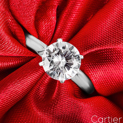 Cartier Platinum Round Brilliant Cut Diamond Ring 1.51CT D/VVS2