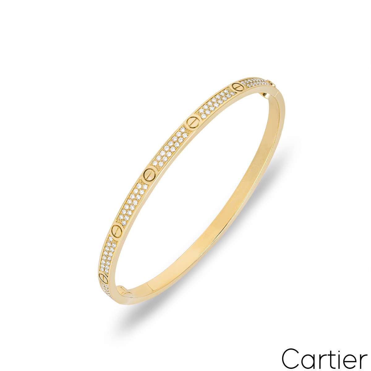 Cartier Yellow Gold Pave Diamond Sm Love Bracelet Size 18 N6710618