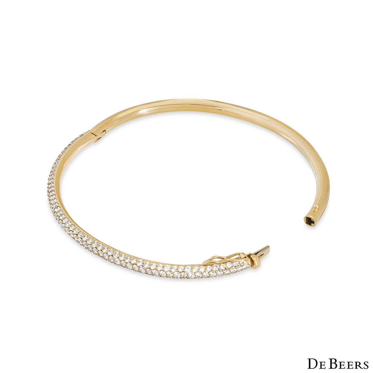 De Beers Rare Yellow Gold Classic Diamond Three Row Bangle