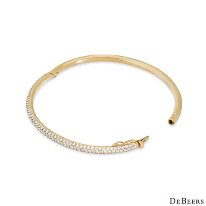 De Beers Rare Yellow Gold Classic Diamond Three Row Bangle