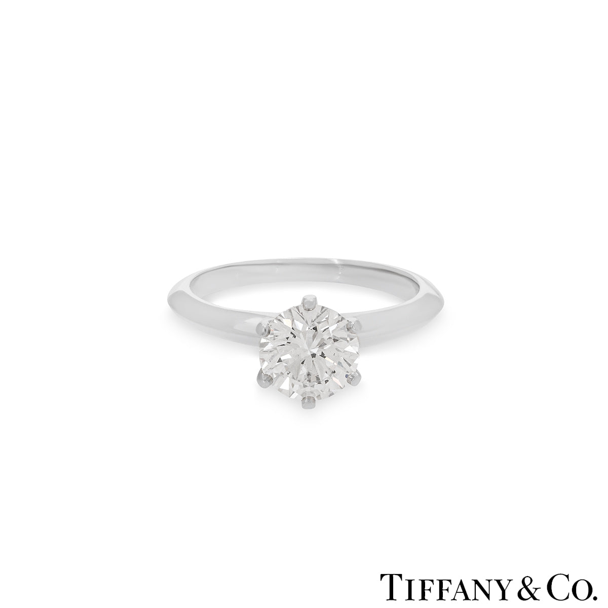 Tiffany & Co. Platinum Round Brilliant Cut Diamond Setting Ring 1.09CT D/if