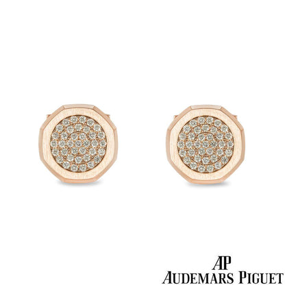 Audemars Piguet Rose Gold & Diamond Set Royal Oak Cufflinks